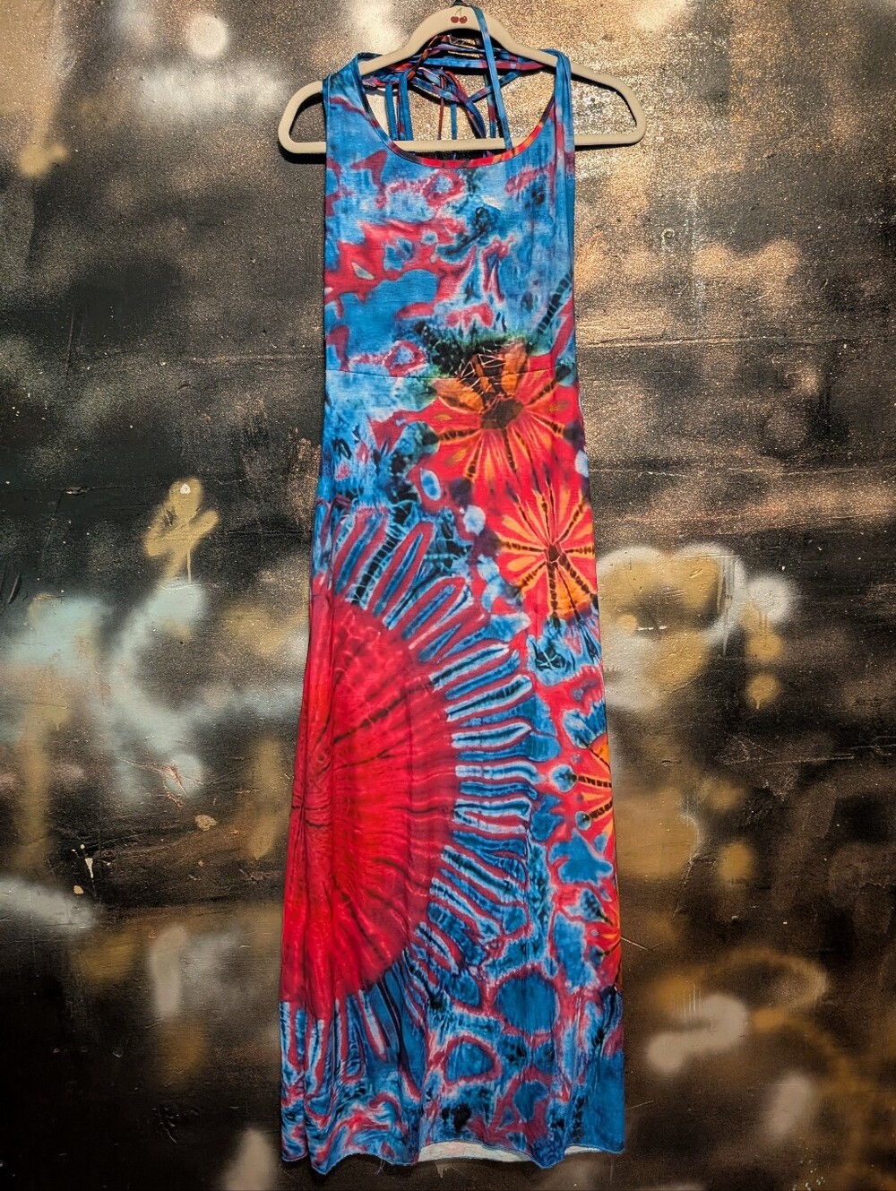 Tie-Dye Maxi Dress in Blue & Red